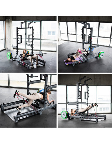 MULTIFUNKTIONS-POWER-RACK MIT PLATFORM FÜR HIP THRUST UND GEWICHTHEBEN COMMERCIAL HMS