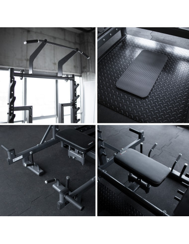 MULTIFUNKTIONS-POWER-RACK MIT PLATFORM FÜR HIP THRUST UND GEWICHTHEBEN COMMERCIAL HMS