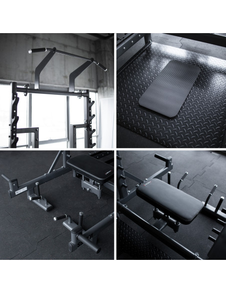 MULTIFUNKTIONS-POWER-RACK MIT PLATFORM FÜR HIP THRUST UND GEWICHTHEBEN COMMERCIAL HMS