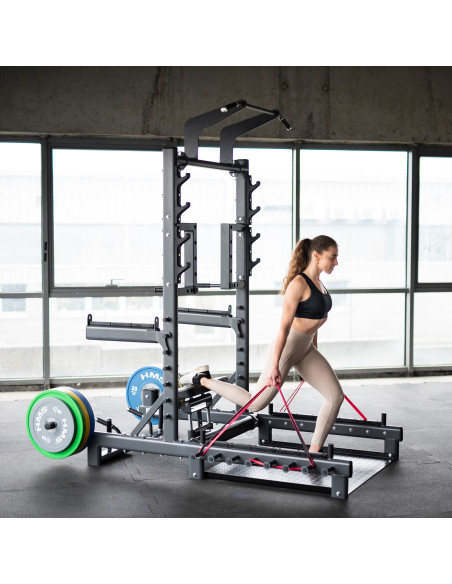 MULTIFUNKTIONS-POWER-RACK MIT PLATFORM FÜR HIP THRUST UND GEWICHTHEBEN COMMERCIAL HMS