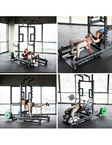 MULTIFUNKTIONS-POWER-RACK MIT PLATFORM FÜR HIP THRUST UND GEWICHTHEBEN COMMERCIAL HMS