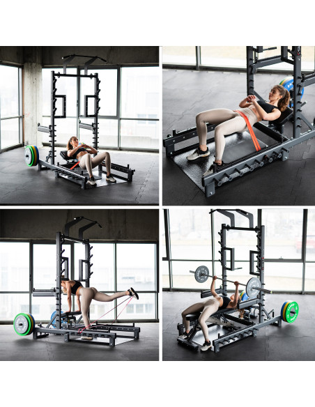 MULTIFUNKTIONS-POWER-RACK MIT PLATFORM FÜR HIP THRUST UND GEWICHTHEBEN COMMERCIAL HMS