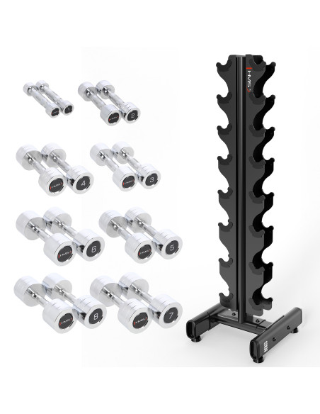 HANTELN CHD 2 X 1–8 KG (72 KG) + STÄNDER STR36 HMS