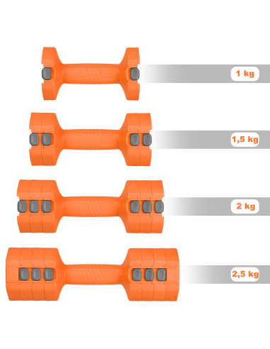 VERSTELLBARE HANTELN ORANGE 2 x 2.5 KG HMS