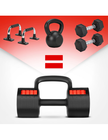 3in1 VERSTELLBARE MULTIFUNKTIONSHANTEL MIT KETTLEBELL- UND PUSH-UP-FUNKTION HMS
