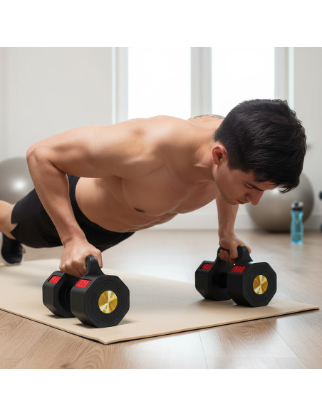 3in1 VERSTELLBARE MULTIFUNKTIONSHANTEL MIT KETTLEBELL- UND PUSH-UP-FUNKTION HMS