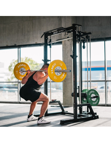 SMITH-MASCHINE MIT PLATE-LOADED KABELZUGSYSTEM SEMI COMMERCIAL HMS