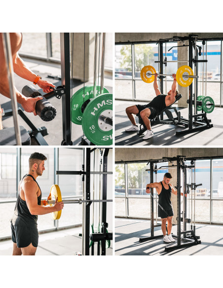 SMITH-MASCHINE MIT PLATE-LOADED KABELZUGSYSTEM SEMI COMMERCIAL HMS