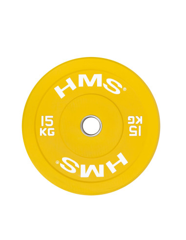 YELLOW OLYMPISCHE HANTELSCHEIBE BUMPER 15 KG HMS