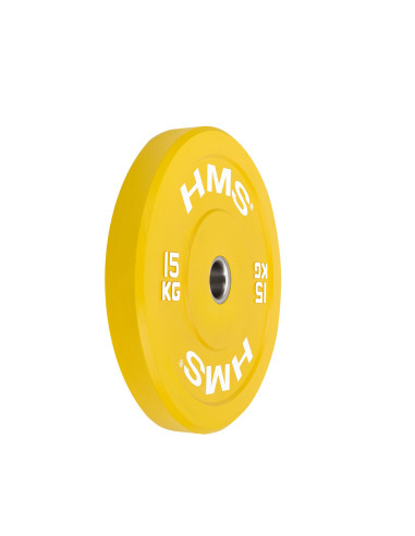 YELLOW OLYMPISCHE HANTELSCHEIBE BUMPER 15 KG HMS