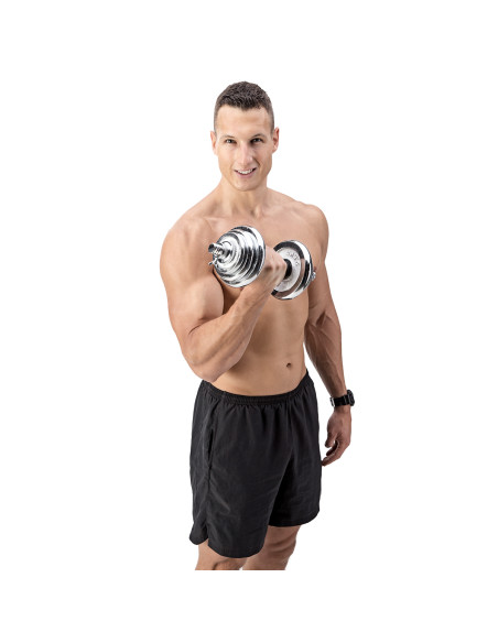 VERSTELLBARE CHROM HANTELN IM KOFFER 20KG HMS