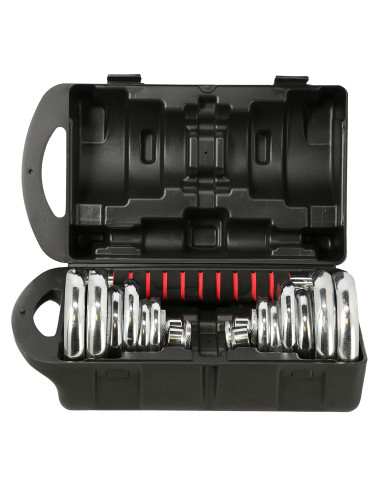 VERSTELLBARE CHROM HANTELN IM KOFFER 20KG HMS