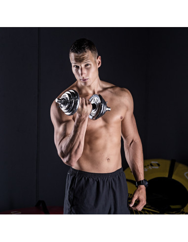 VERSTELLBARE CHROM HANTELN IM KOFFER 20KG HMS