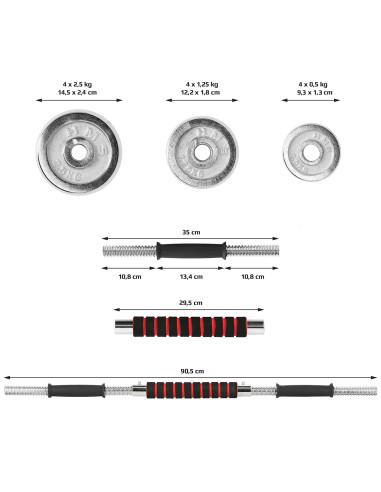 VERSTELLBARE CHROM HANTELN IM KOFFER 20KG HMS
