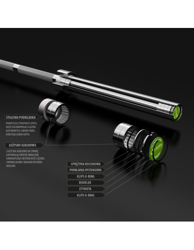 OLYMPISCHE LANGHANTELSTANGE 20 KG 2200 MM HMS PREMIUM + ZG1000R VERSCHLÜSSE LOCK