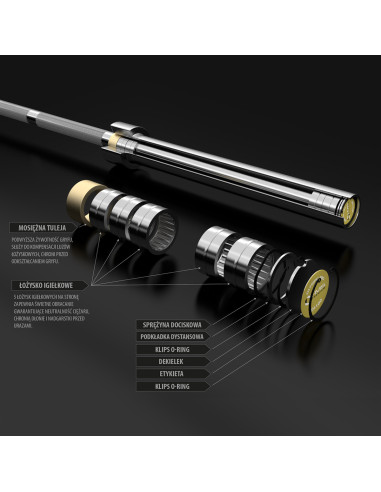 20 KG 2200 MM OLYMPISCHE LANGHANTELSTANGE HMS PREMIUM + ZG1500 GOLDEN VERSCHLÜSSE LOCK JAW