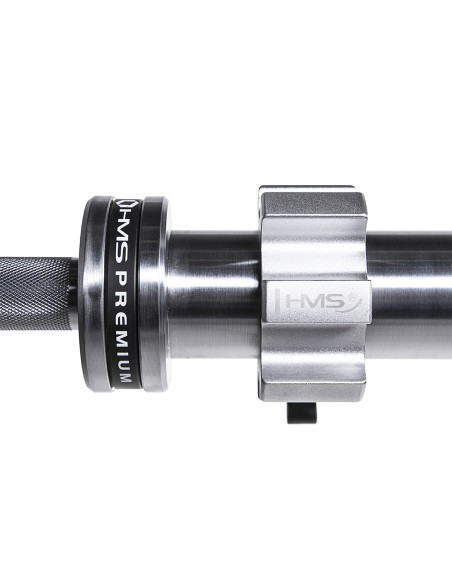 20 KG 2200 MM OLYMPISCHE LANGHANTELSTANGE HMS PREMIUM + ZG1500 SILVER VERSCHLÜSSE LOCK JAW (2 STK.)