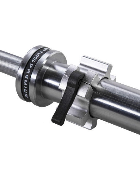 20 KG 2200 MM OLYMPISCHE LANGHANTELSTANGE HMS PREMIUM + ZG1500 SILVER VERSCHLÜSSE LOCK JAW (2 STK.)