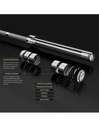 20 KG 2200 MM OLYMPISCHE LANGHANTELSTANGE HMS PREMIUM + ZG1500 SILVER VERSCHLÜSSE LOCK JAW (2 STK.)