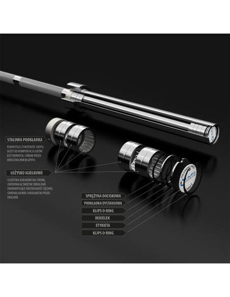 20 KG 2200 MM OLYMPISCHE LANGHANTELSTANGE HMS PREMIUM + ZG1500 SILVER VERSCHLÜSSE LOCK JAW (2 STK.)