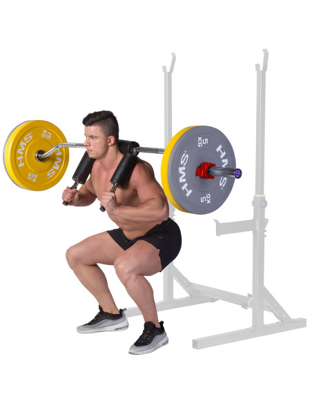 OLYMPISCHE LANGHANTELSTANGE GEBOGEN 220 CM MIT VERSCHLÜSSEN LOCK JAW BLACK HMS