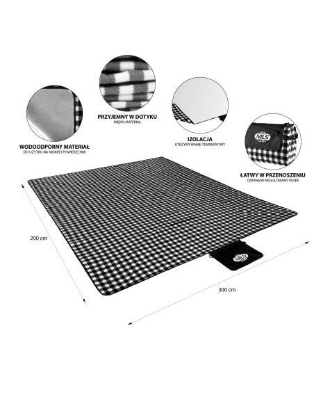 PICKNICKDECKE WEIß-SCHWARZ 300x200 CM PE + ALU NILS CAMP