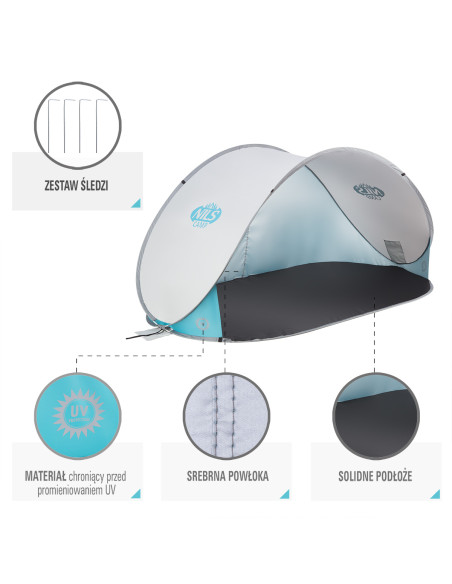 HELLGRAU STRANDZELT SELBSTAUFBAUEND NILS CAMP