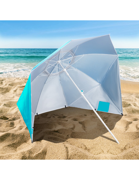 TÜRKISFARBIG STRANDSCHIRM XL 220 CM NILS