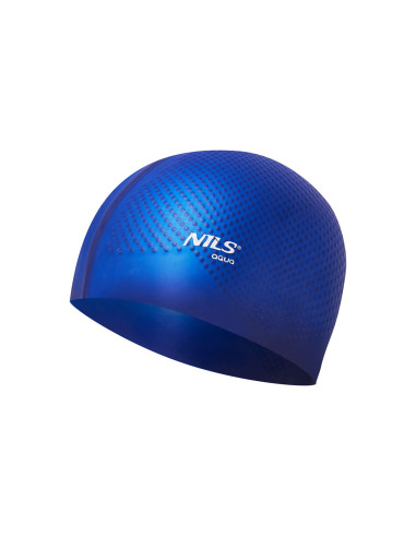 EINFARBIG DUNKELBLAU BADEKAPPE SILIKON DOTS NILS AQUA