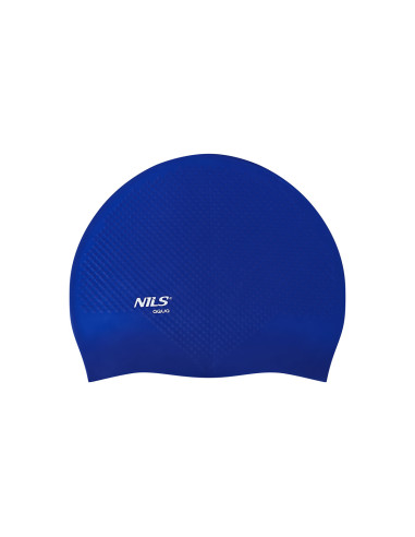 EINFARBIG DUNKELBLAU BADEKAPPE SILIKON DOTS NILS AQUA