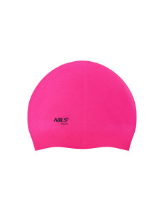 EINFARBIG DUNKELROSA BADEKAPPE SILIKON DOTS NILS AQUA 2