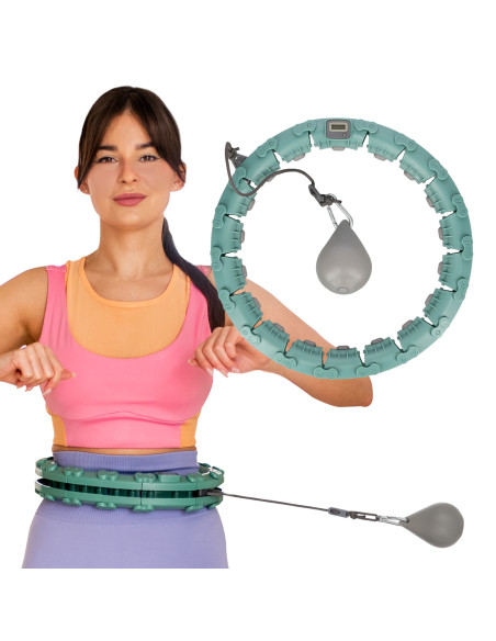 FH03 GREEN HULA HOOP WITH WEIGHT AND COUNTER