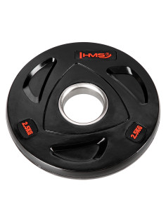 SCHWARZE OLYMPISCHE HANTELSCHEIBE MIT GUMMIUMMANTELUNG 2.5 KG HMS