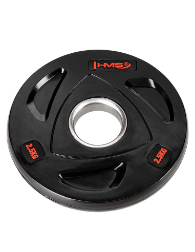 SCHWARZE OLYMPISCHE HANTELSCHEIBE MIT GUMMIUMMANTELUNG 2.5 KG HMS