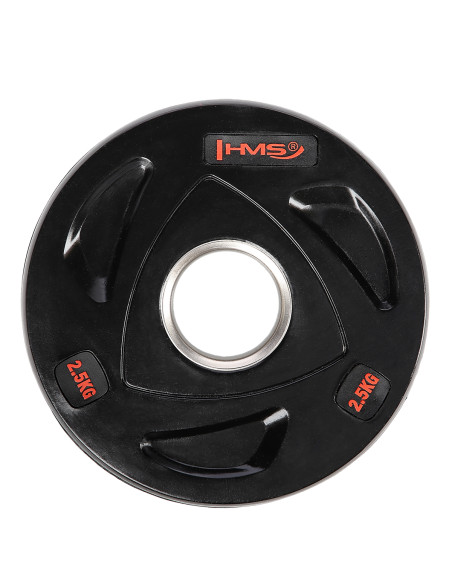 SCHWARZE OLYMPISCHE HANTELSCHEIBE MIT GUMMIUMMANTELUNG 2.5 KG HMS