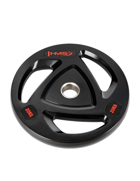SCHWARZE OLYMPISCHE HANTELSCHEIBE MIT GUMMIUMMANTELUNG 20 KG HMS