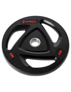 SCHWARZ OLYMPISCHE HANTELSCHEIBE MIT GUMMIUMMANTELUNG 25 KG HMS