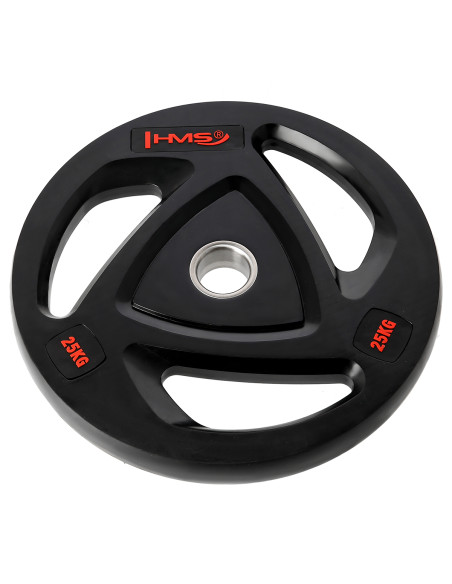 SCHWARZ OLYMPISCHE HANTELSCHEIBE MIT GUMMIUMMANTELUNG 25 KG HMS