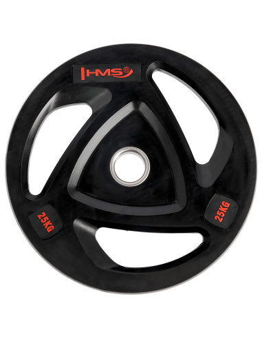 SCHWARZ OLYMPISCHE HANTELSCHEIBE MIT GUMMIUMMANTELUNG 25 KG HMS