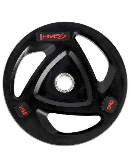 SCHWARZ OLYMPISCHE HANTELSCHEIBE MIT GUMMIUMMANTELUNG 25 KG HMS