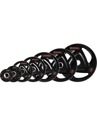 SCHWARZ OLYMPISCHE HANTELSCHEIBE MIT GUMMIUMMANTELUNG 25 KG HMS