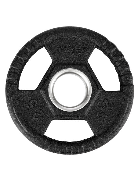 SCHWARZE OLYMPISCHE HANTELSCHEIBE MIT GUMMIUMMANTELUNG 2.5 KG HMS