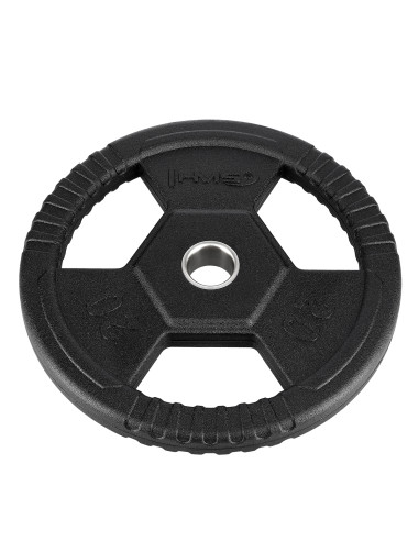 SCHWARZE OLYMPISCHE HANTELSCHEIBE MIT GUMMIUMMANTELUNG 20 KG HMS