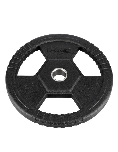 SCHWARZE OLYMPISCHE HANTELSCHEIBE MIT GUMMIUMMANTELUNG 20 KG HMS