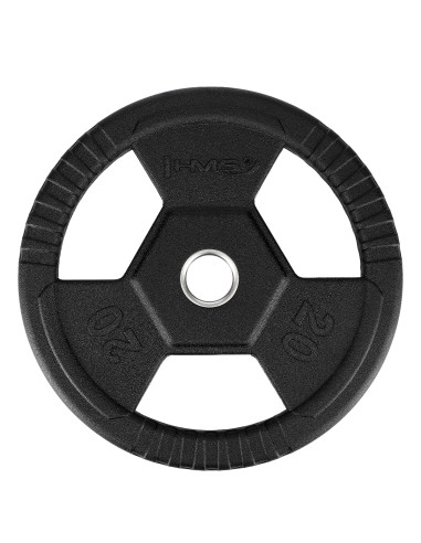 SCHWARZE OLYMPISCHE HANTELSCHEIBE MIT GUMMIUMMANTELUNG 20 KG HMS