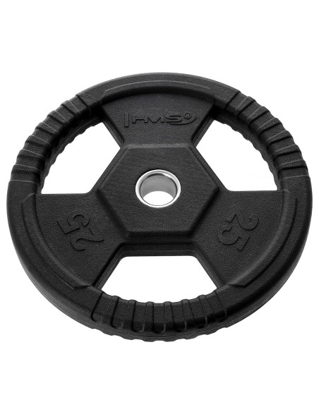 SCHWARZ OLYMPISCHE HANTELSCHEIBE MIT GUMMIUMMANTELUNG 25 KG HMS