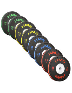 SET (8 STK.) SET MIT OLYMPIA-HANTELSCHEIBEN BUMPER HMS