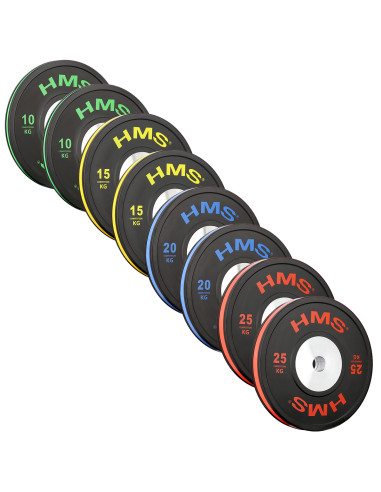 SET (8 STK.) SET MIT OLYMPIA-HANTELSCHEIBEN BUMPER HMS