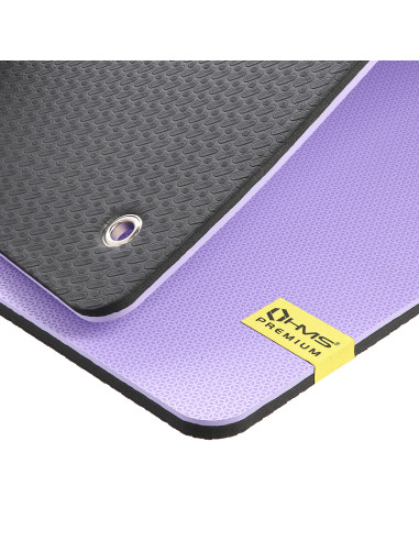 VIOLETT-SCHWARZ FITNESSMATTE MIT ÖSEN 12060 CM EVA 15 MM HMS PREMIUM