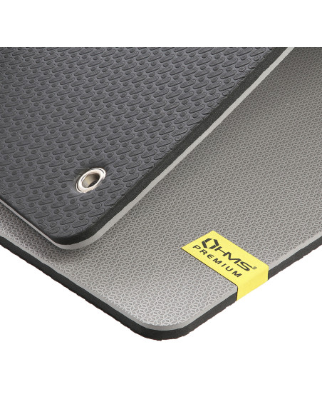 HELLGRAU-SCHWARZ FITNESSMATTE MIT DEN ÖSEN 12060 CM EVA 15 MM HMS PREMIUM